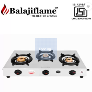 Balajiflame Stainless Steel Manual Gas Stove  (3 Burners)