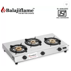 Balajiflame Stainless Steel Manual Gas Stove  (3 Burners)