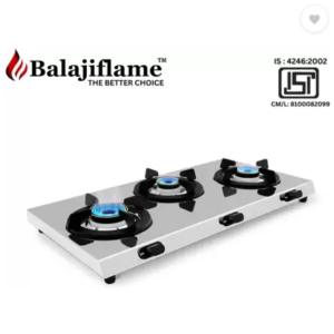 Balajiflame Glass Manual Gas Stove  (3 Burners)