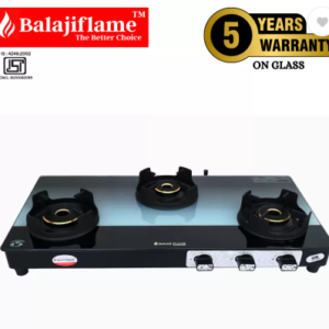 Balajiflame Slim 3 Burner Gas Stove | Toughened Glass | Manual Ignition Glass Manual Gas Stove  (3 Burners)
