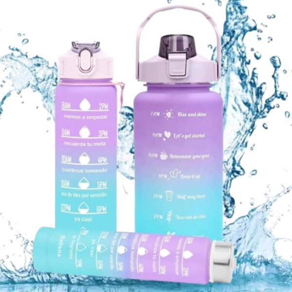 Gradient Water Bottle Set of 3 (2000ml + 900ml + 350ml) – Stylish, Leak-Proof & BPA-Free