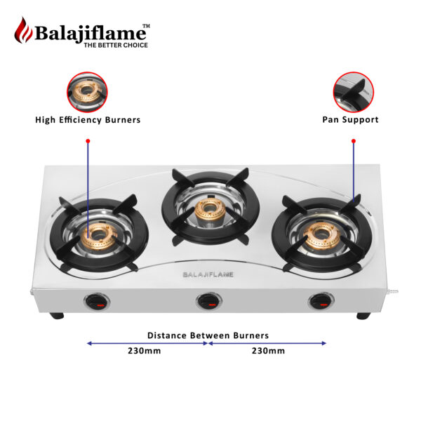 3 Burner Stainless Steel Gas Stove