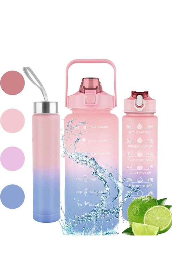 Gradient Water Bottle Set of 3 (2000ml + 900ml + 350ml) – Stylish, Leak-Proof & BPA-Free - Image 5