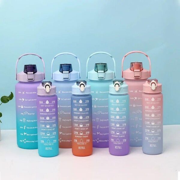 Gradient Water Bottle Set of 3 (2000ml + 900ml + 350ml) – Stylish, Leak-Proof & BPA-Free - Image 3